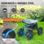 Garden Cart Rolling Workseat with Wheels, Gardening Stool for Planting, 360 Degree Swivel Seat, Wagon Scooter with Steering Hand
