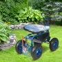 Garden Cart Rolling Workseat with Wheels, Gardening Stool for Planting, 360 Degree Swivel Seat, Wagon Scooter with Steering Hand