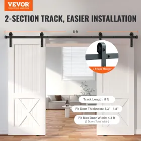 243,8 cm Sliding Ladedør Hardware Kit, 149,7 kg Heavy Duty