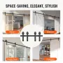 243,8 cm Sliding Ladedør Hardware Kit, 149,7 kg Heavy Duty