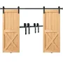 243.8 cm Sliding Barn Door Hardware Kit, 149.7 kg Heavy Duty Barn Door Track Kit for Double Doors, Fit 112-131cm Total Width and