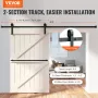 8FT Sliding Barn Door Hardware Kit, 149.7 kg Loading Heavy Duty Barn Door Track Kit for Single Door, Fit 112.8-131.1 cm Wide and