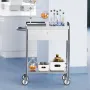 Medical Cart, 2 Layers Stainless Steel Cart 99.8 kg Weight Capacity, Lab Utility Cart with 360° Silent Wheels and a Drawer for L