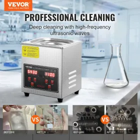 Ultrasonic Cleaner with Digital Timer & Heater, Professional Ultra Sonic Jewelry Cleaner, Stainless Steel Heated Cleaning Machin