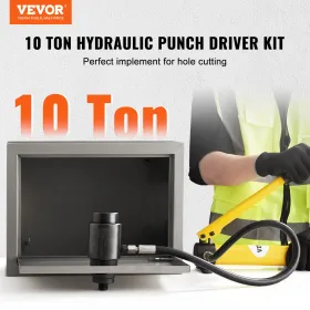 10 Ton Hydraulic Knockout Punch Kit, 1/2" to 2" Conduit Hole Cutter Set, KO Tool Kits with Puncher 6 Piece, Metal Sheet Driver