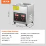 VEVOR Ultrasonic Cleaner med Digital Timer & Heater, Professionel Ultra Sonic Smykkerenser, Rustfrit Stål Opvarmet Rengøring