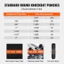 10 ton hydraulisk knockout -stansekit, 1/2 "til 2"