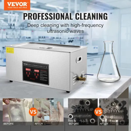 Ultrasonic Cleaner with Digital Timer & Heater, Professional Ultra Sonic Jewelry Cleaner, Stainless Steel Heated Cleaning Machin