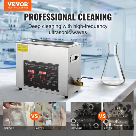 Ultrasonic Cleaner with Digital Timer & Heater, Professional Ultra Sonic Jewelry Cleaner, Stainless Steel Heated Cleaning Machin