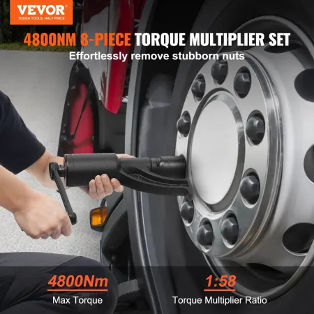 VEVOR Torque Multiplier, Heavy Duty Torque Multiplier Wrench Set, 1 Inch Drive Lug Nut Wrench Torque Multiplier, 1:58 4800N.m Lu