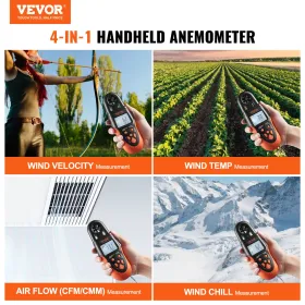 Bluetooth Handheld Anemometer, 14℉-140℉, Digital Wind Speed Meter Gauge with LED Backlight Screen, Measures Wind Velocity Wind T