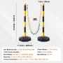 VEVOR Justerbar Traffic Delineator-stolpekegler, 4-pack, Traffic Safety Delineator Barriere med Fyldbar Base 8FT-kæde, til Traf