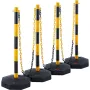 VEVOR Adjustable Traffic Delineator Post Cones, 4 Pack, Traffic Safety Delineator Barrier with Fillable Base 8FT Chain, for Traf