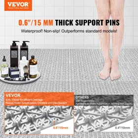 VEVOR Interlocking Drainage Floor Mat 30.5 x 30.5 cm PVC Non-Slip Floor Tiles 12 Pack