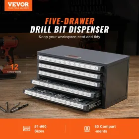 Drill Bit Dispenser Cabinet, Fem-skuffers Bor Bit Organizer
