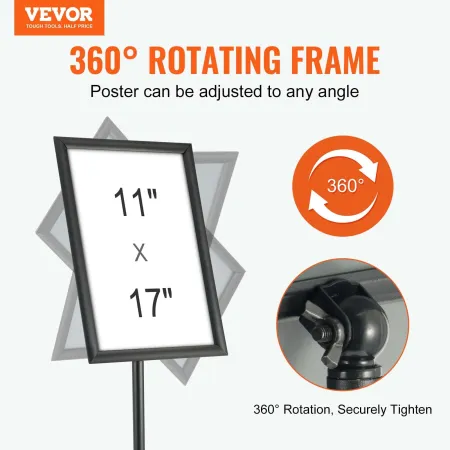 VEVOR Pedestal Sign Holder, 11 x 17 Inch Vertical and Horizontal Adjustable Poster Stand, Heavy-Duty Floor Standing Sign Holder 