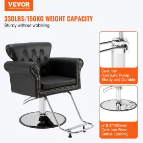 Salon Chair, Barber Chair for Hair Stylist, Styling Chair with Heavy Duty Hydraulic Pump, 360° Swivel Hair Salon Chair with Foot
