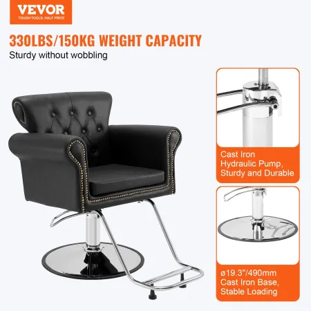 Salon Chair, Barber Chair for Hair Stylist, Styling Chair with Heavy Duty Hydraulic Pump, 360° Swivel Hair Salon Chair with Foot