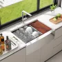 Farmhouse Kitchen Sink, 304 Stainless Steel Drop-In Sinks, Top Mount Single Bowl Basin with Ledge & Accessories, Household Dishw