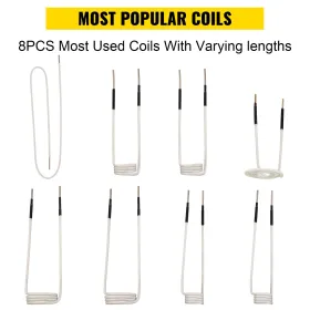 VEVOR Induction Heater Coil Kit 8PCS Most Used Induction Heater Coils with Varying Lengths, Heat Resistant Induction Heater Tool