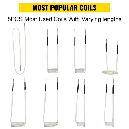 VEVOR Induction Heater Coil Kit 8PCS Most Used Induction Heater Coils with Varying Lengths, Heat Resistant Induction Heater Tool