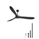 72" Wood Blade Ceiling Fan No Light Remote Control Reversible Motor Black