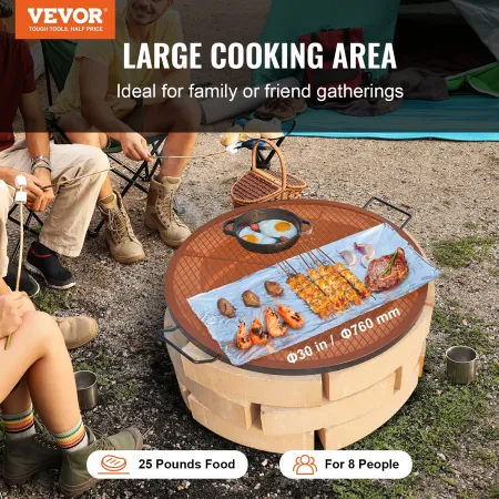 X-Marks Fire Pit Grillrist, Rund Madlavningsrist, Heavy Duty