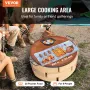 X-Marks Fire Pit Grill Grate, Round Cooking Grate, Heavy Duty Steel Campfire BBQ Grill Grid with Handle and Support X Wire, Port