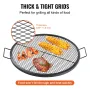 X-Marks Fire Pit Grill Grate, Round Cooking Grate, Heavy Duty Steel Campfire BBQ Grill Grid with Handle and Support X Wire, Port