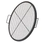 X-Marks Fire Pit Grill Grate, Round Cooking Grate, Heavy Duty Steel Campfire BBQ Grill Grid with Handle and Support X Wire, Port