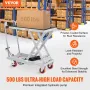 VEVOR Hydraulic Lift Table Cart, 500lbs Capacity 28.5" Lifting Height, Manual Single Scissor Lift Table with 4 Wheels and Non-sl