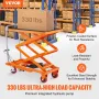 VEVOR Hydraulic Lift Table Cart, 330lbs Capacity 50" Lifting Height, Manual Double Scissor Lift Table with 4 Wheels and Non-slip