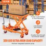 Hydraulic Lift Table Cart, 330lbs Capacity 28.5" Lifting Height, Manual Single Scissor Lift Table with 4 Wheels and Non-slip Pad
