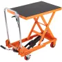 VEVOR Hydraulic Lift Table Cart, 330lbs Capacity 28.5" Lifting Height, Manual Single Scissor Lift Table with 4 Wheels and Non-sl
