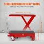 VEVOR Hydraulic Lift Table Cart, 500lbs Capacity 28.5" Lifting Height, Manual Single Scissor Lift Table with 4 Wheels and Non-sl