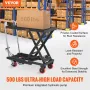 Hydraulic Lift Table Cart, 500lbs Capacity 28.5" Lifting Height, Manual Single Scissor Lift Table with 4 Wheels and Non-slip Pad