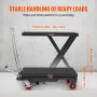 VEVOR Hydraulic Lift Table Cart, 500lbs Capacity 28.5" Lifting Height, Manual Single Scissor Lift Table with 4 Wheels and Non-sl