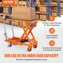 VEVOR Hydraulic Lift Table Cart, 500lbs Capacity 28.5" Lifting Height, Manual Single Scissor Lift Table with 4 Wheels and Non-sl