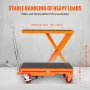 VEVOR Hydraulic Lift Table Cart, 500lbs Capacity 28.5" Lifting Height, Manual Single Scissor Lift Table with 4 Wheels and Non-sl