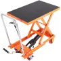 Hydraulic Lift Table Cart, 500lbs Capacity 28.5" Lifting Height, Manual Single Scissor Lift Table with 4 Wheels and Non-slip Pad