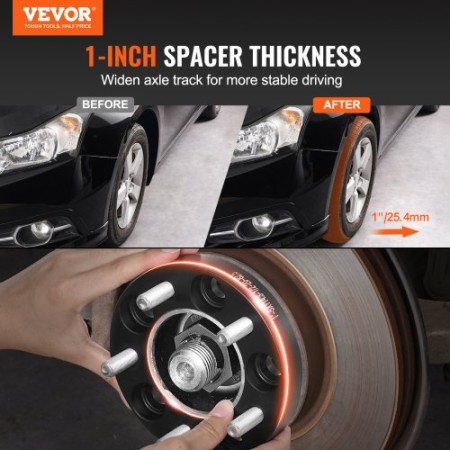 1" 5"x4.5" Wheel Spacers Wheel Adapters 5 Lug Forged Spacer 4 PCS Black