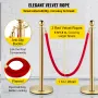 VEVOR Velvet Ropes and Posts, 5 ft/1.5 m Red Rope, Stainless Steel Gold Stanchion with Ball Top, Red Crowd Control Barrier Used 