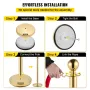 Velvet Ropes and Posts, 5 ft/1.5 m Red Rope, Stainless Steel Gold Stanchion with Ball Top, Red Crowd Control Barrier Used for Th