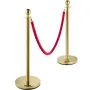 Velvet Ropes and Posts, 5 ft/1.5 m Red Rope, Stainless Steel Gold Stanchion with Ball Top, Red Crowd Control Barrier Used for Th