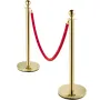 VEVOR Velvet Ropes and Posts, 5 ft/1.5 m Red Rope, Stainless Steel Gold Stanchion with Ball Top, Red Crowd Control Barrier Used 