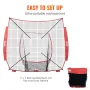 VEVOR 7x7 ft Baseball Softball Practice Net, Portable Baseball Training Net for Hitting Batting Catching Pitching, Backstop Base