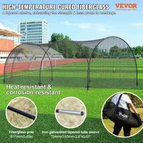 Baseball Batting Cage, Softball and Baseball Batting Cage Net and Frame, Practice Portable Cage Net with Carry Bag, Heavy Duty E