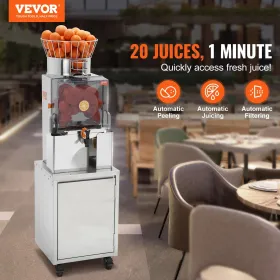 VEVOR kommerciel appelsinjuicer, 120W automatisk fodringsjuicepresser med vandhane, rustfrit stål juicer 25 appelsiner