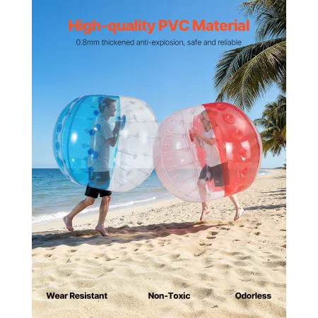 Inflatable Bumper Balls 2-Pack, 5FT/1.5M Body Sumo Zorb Balls for Teen & Adult, 0.8mm Thick PVC Human Hamster Bubble Balls for O