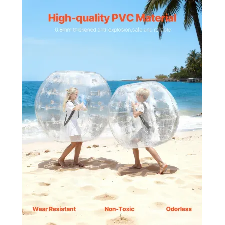 VEVOR Inflatable Bumper Balls 2-Pack, 4FT/1.2M Body Sumo Zorb Balls for Teen & Adult, 0.8mm Thick PVC Human Hamster Bubble Balls